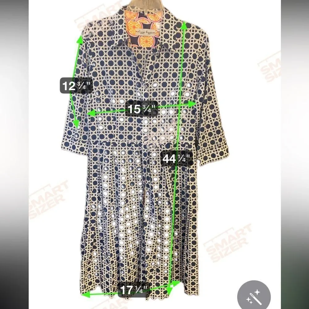 Dizzy Lizzie Sz L Blue White Cotton Classic Shirt Pocket Collar Dress